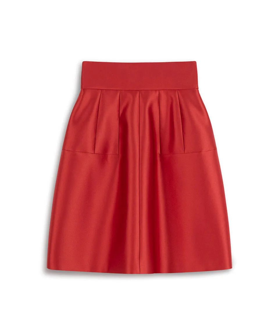 Machka Satin Duchess Skirt Red