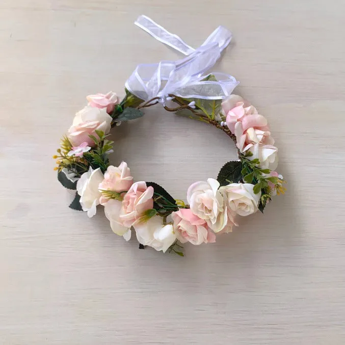 Macie Girls Soft Pink Flower Crown