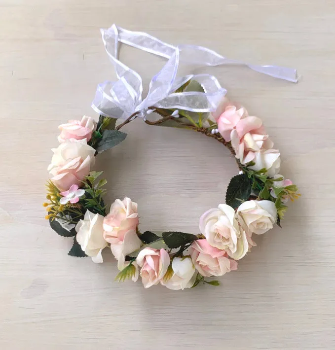 Macie Girls Soft Pink Flower Crown