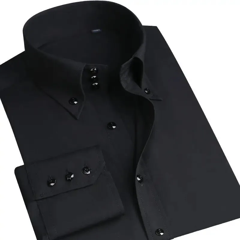 MC - Men’s Slim Fit Tuxedo Shirt: Black satin, silk smooth, ideal for weddings and parties