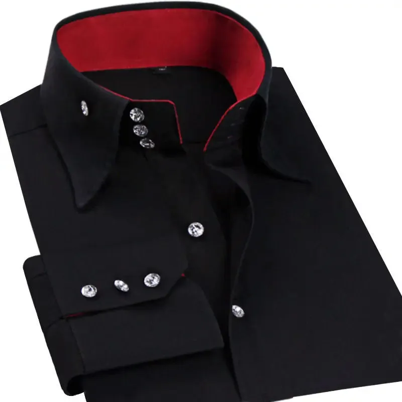 MC - Men’s Slim Fit Tuxedo Shirt: Black satin, silk smooth, ideal for weddings and parties