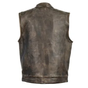 Men's Distressed Brown Club Style Vest 3510.09 MV CS DBRN