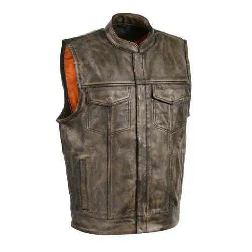 Men's Distressed Brown Club Style Vest 3510.09 MV CS DBRN