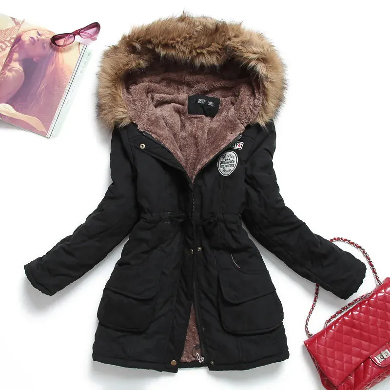 New winter coats, Women's cotton wadded hooded jacket.