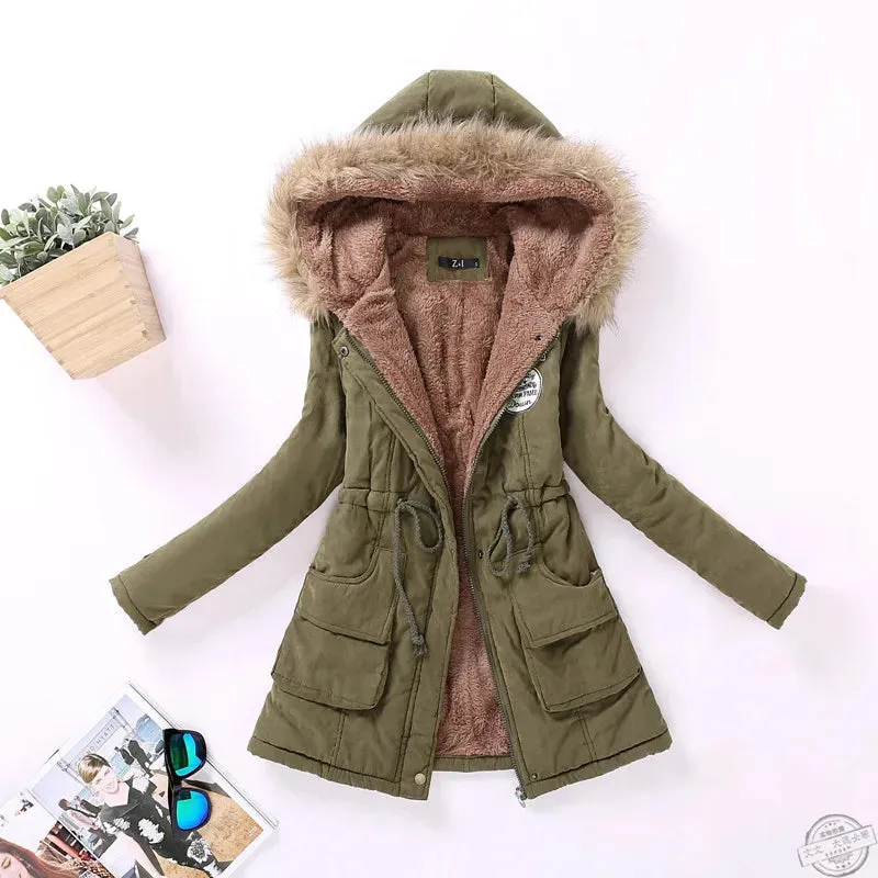 New winter coats, Women's cotton wadded hooded jacket.