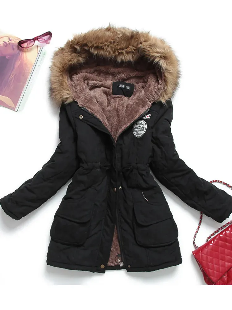 New winter coats, Women's cotton wadded hooded jacket.