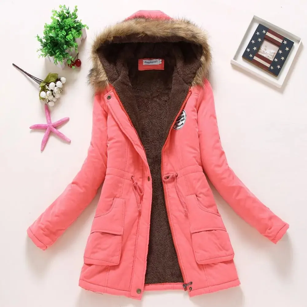 New winter coats, Women's cotton wadded hooded jacket.