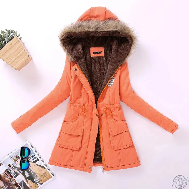 New winter coats, Women's cotton wadded hooded jacket.