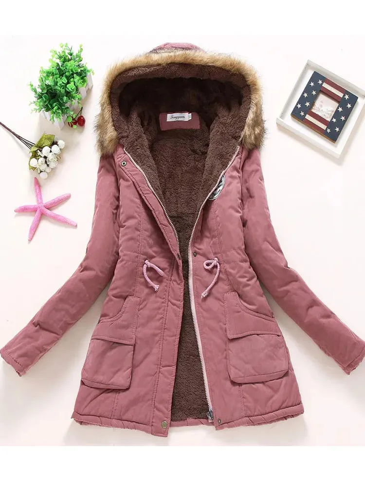 New winter coats, Women's cotton wadded hooded jacket.