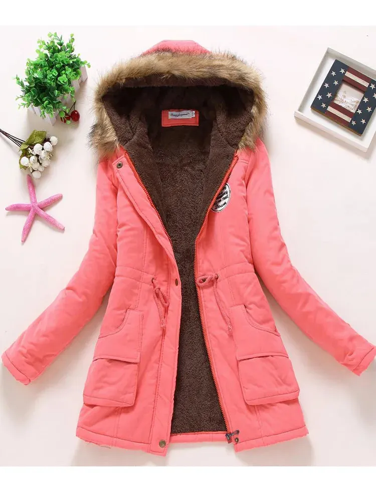 New winter coats, Women's cotton wadded hooded jacket.