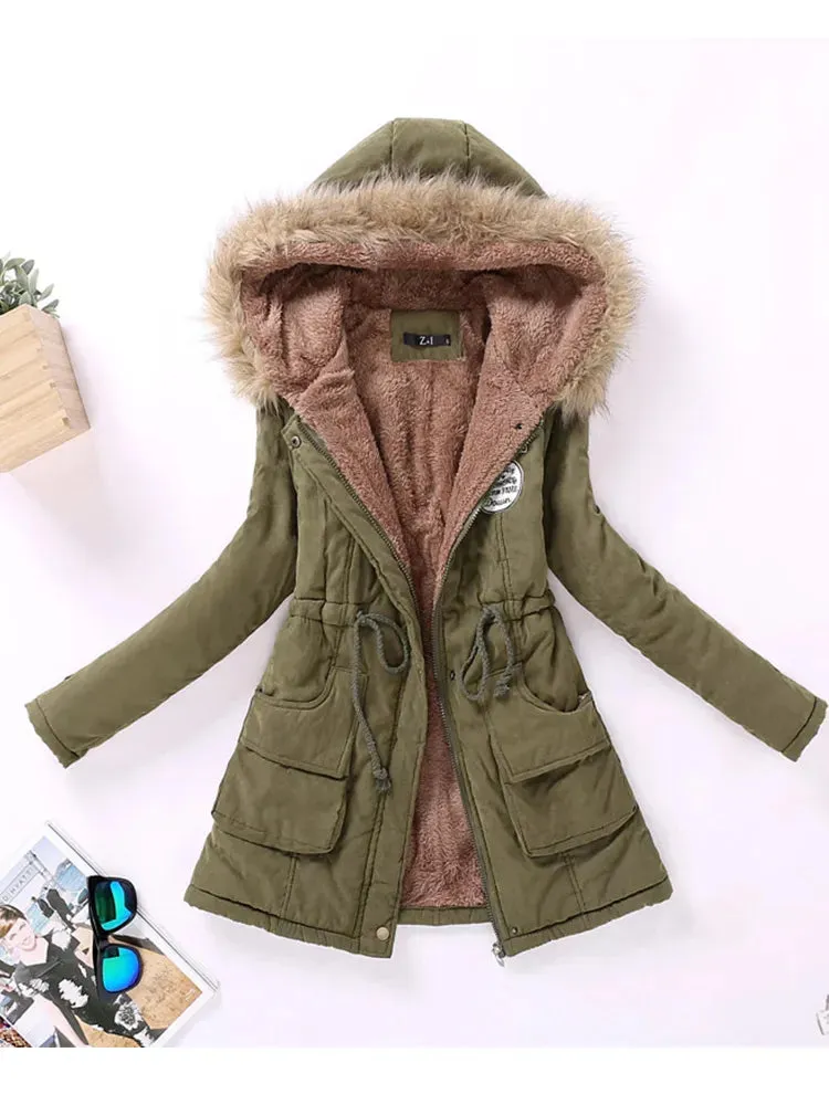 New winter coats, Women's cotton wadded hooded jacket.