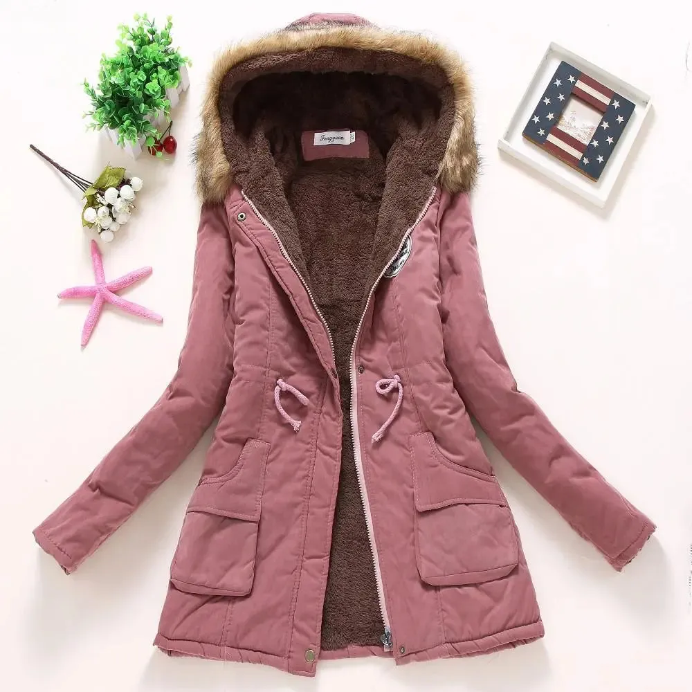 New winter coats, Women's cotton wadded hooded jacket.