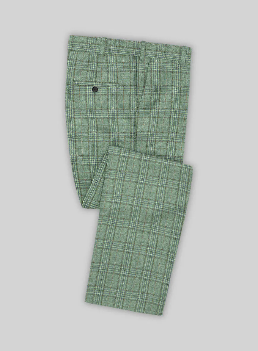 Noble Green Check Wool Silk Linen Suit