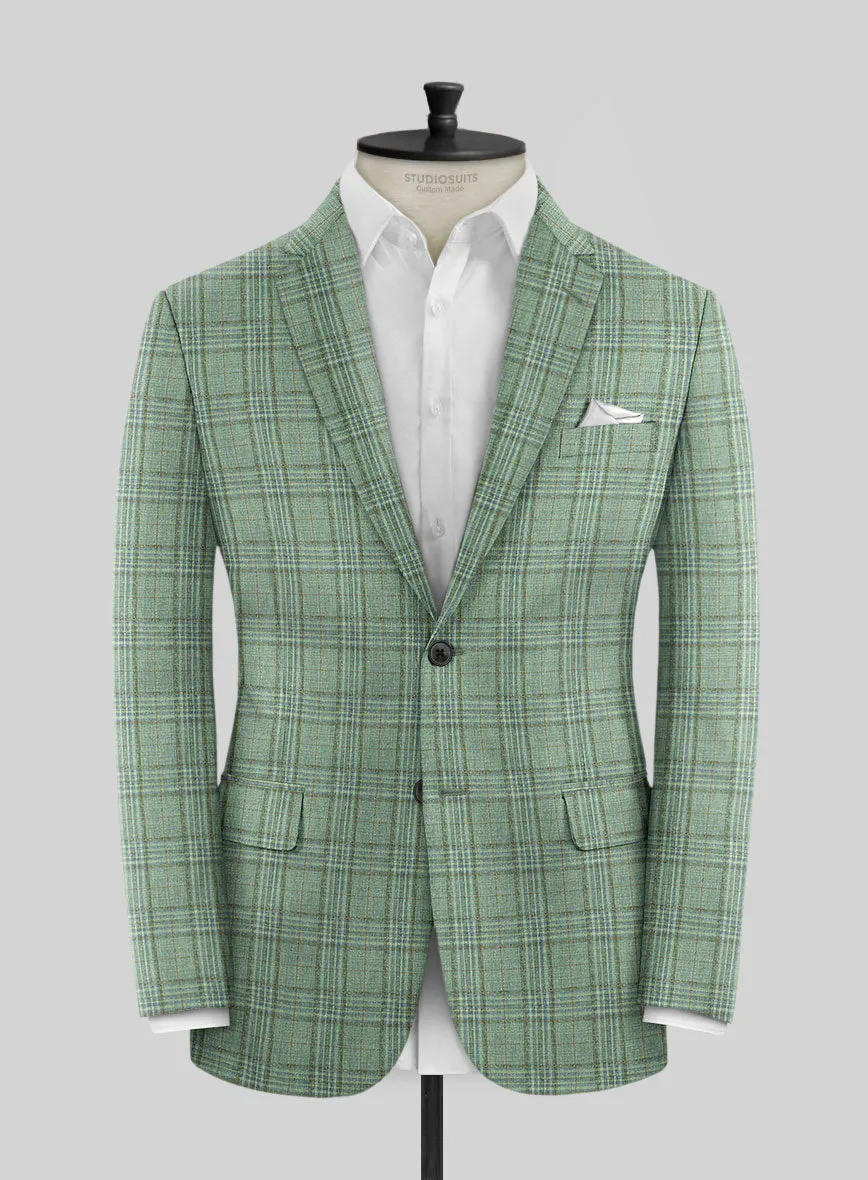 Noble Green Check Wool Silk Linen Suit