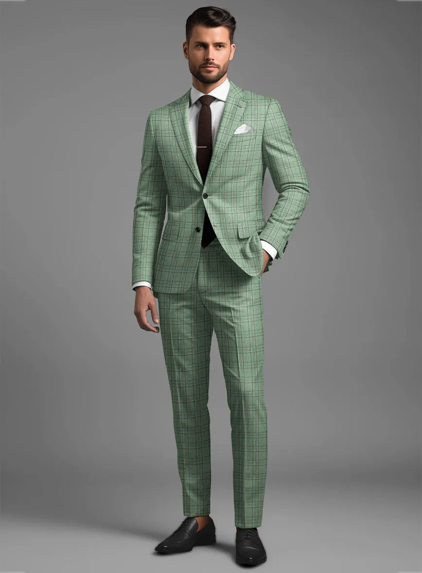 Noble Green Check Wool Silk Linen Suit