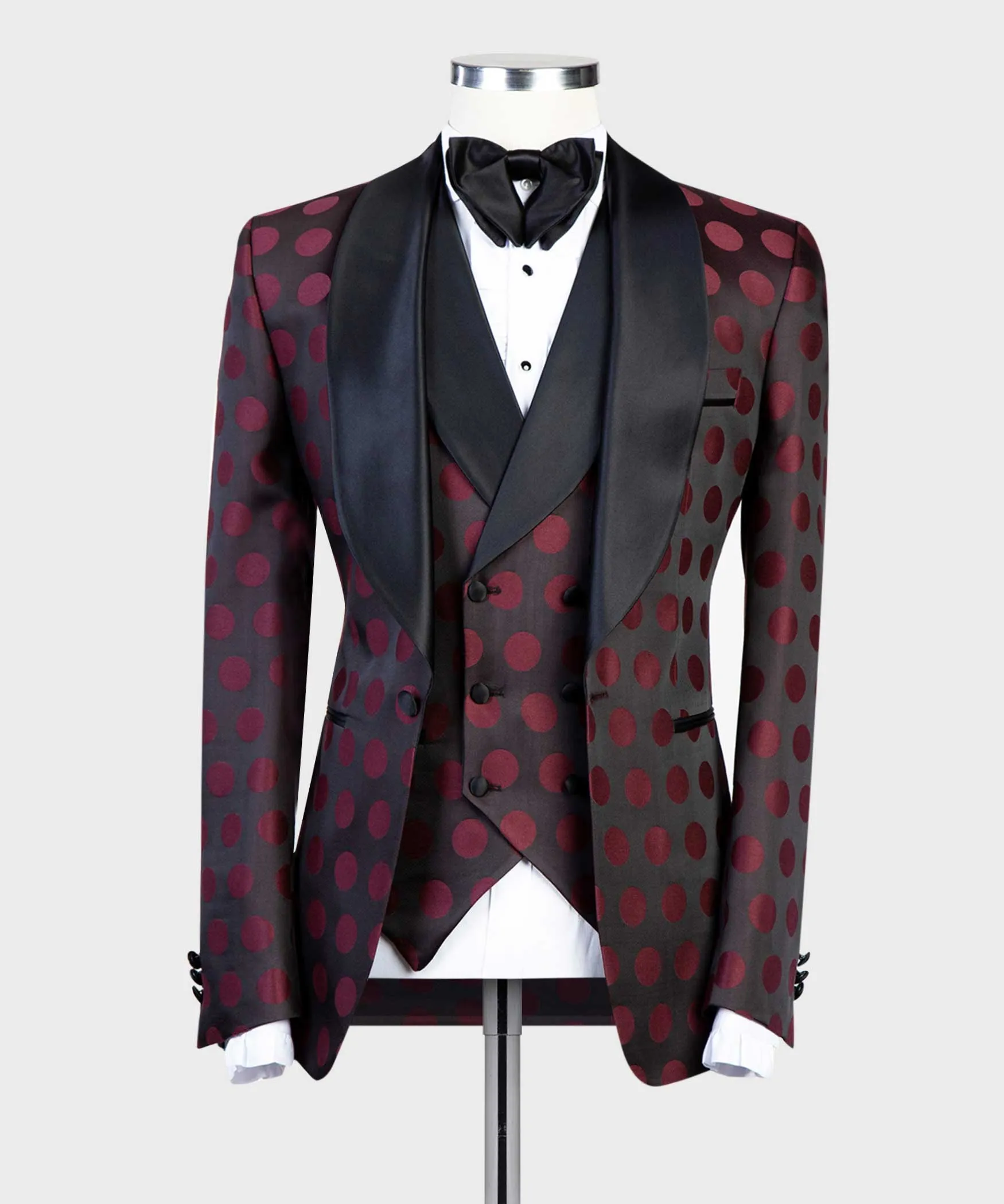 Red Wine Polka Dot Black Tuxedo