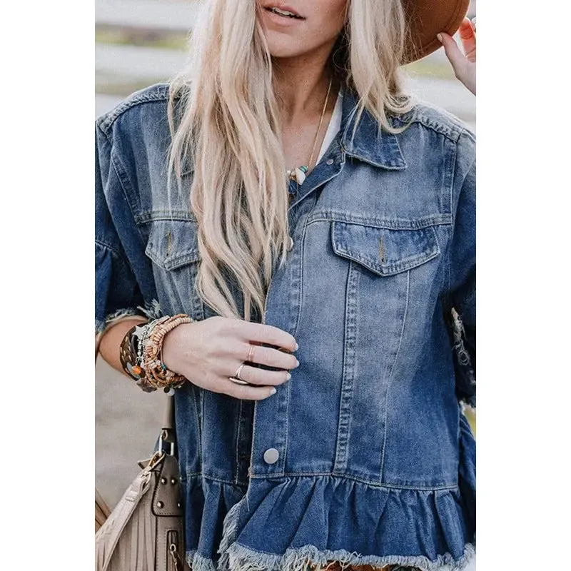 Ruffled Denim Jacket