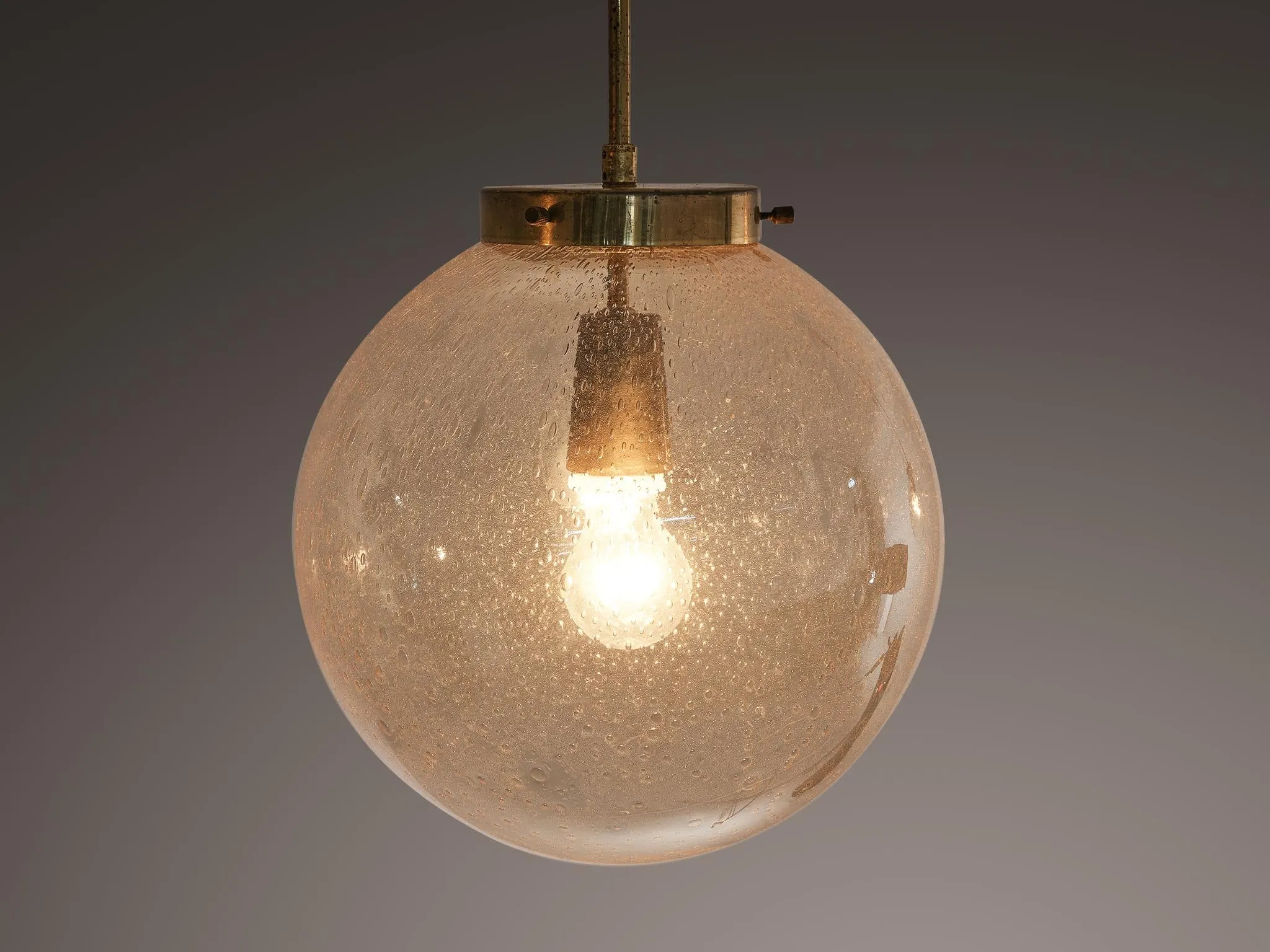 Smoked Glass Pendant with Brass Fixture