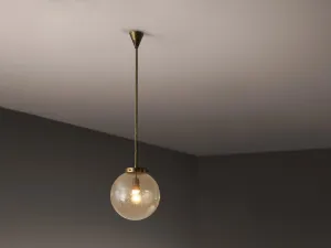 Smoked Glass Pendant with Brass Fixture