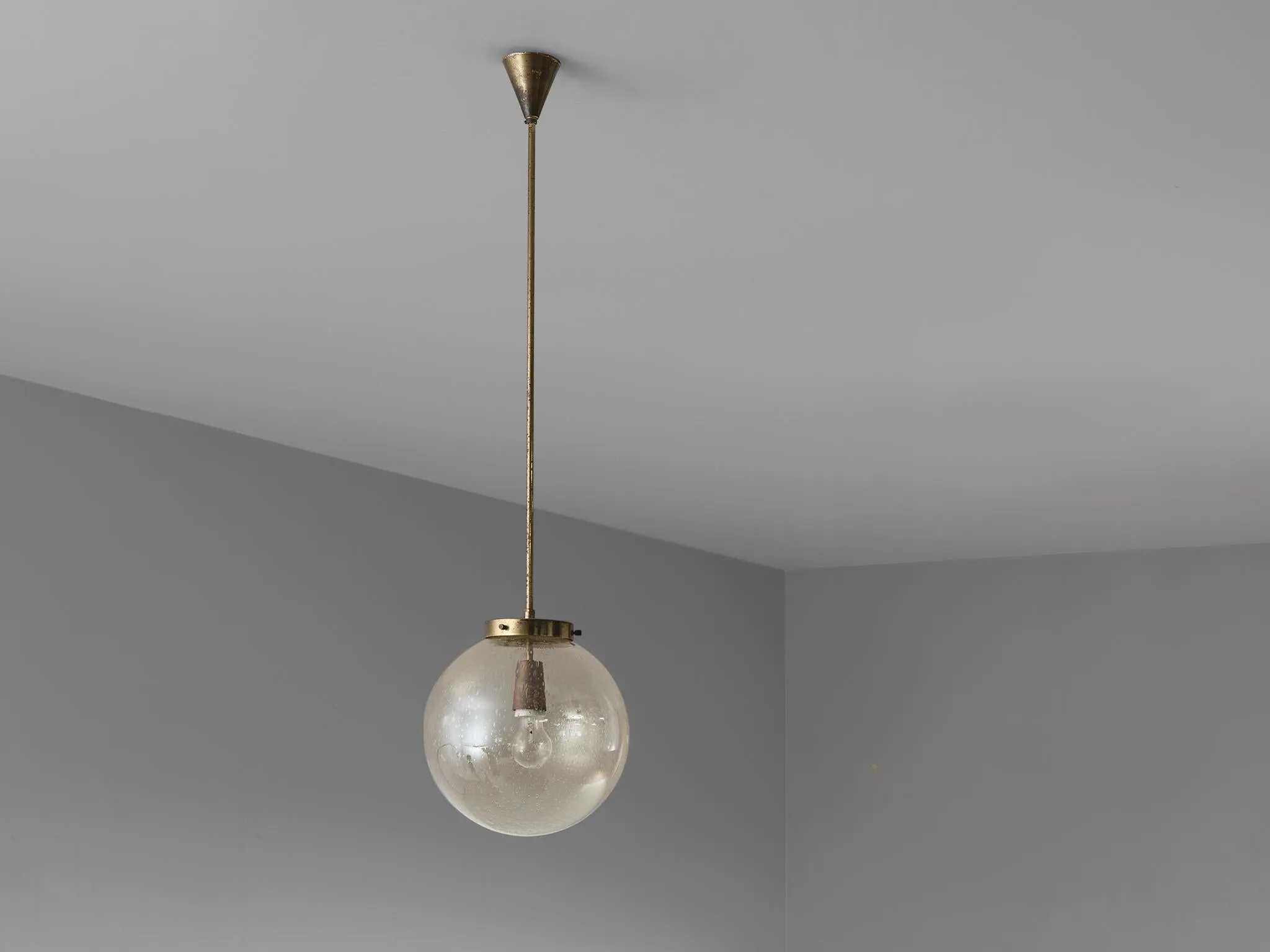 Smoked Glass Pendant with Brass Fixture