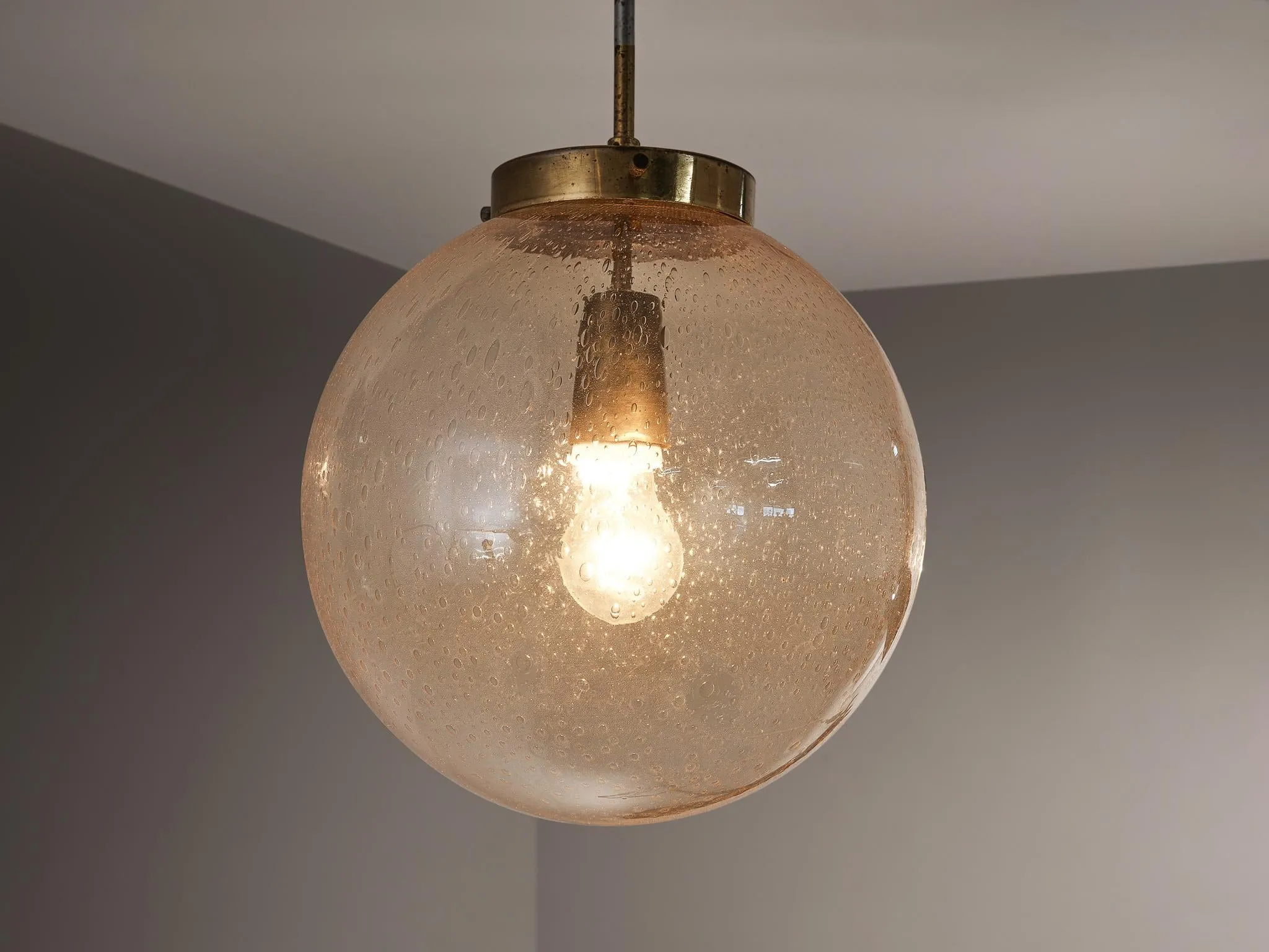 Smoked Glass Pendant with Brass Fixture