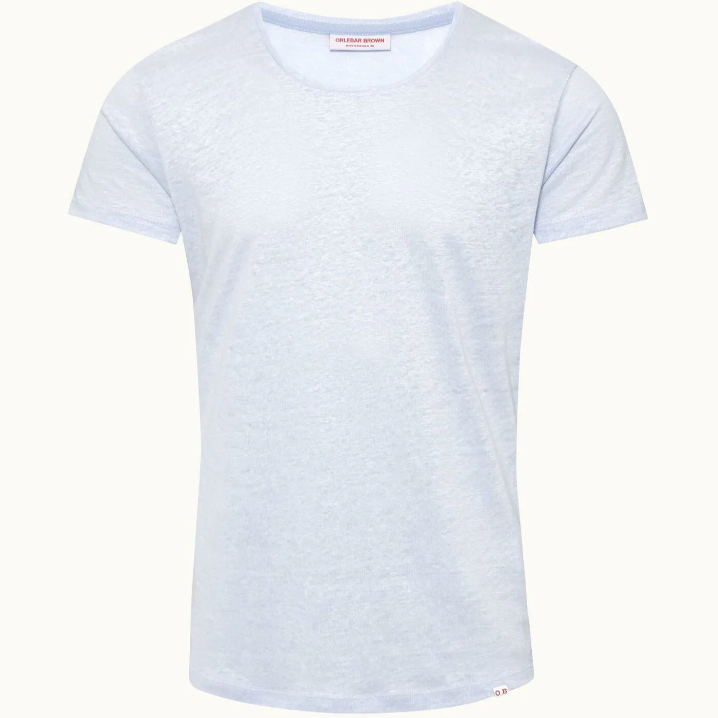 Soft Blue Linen Crew Neck T-shirt