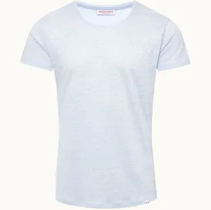 Soft Blue Linen Crew Neck T-shirt