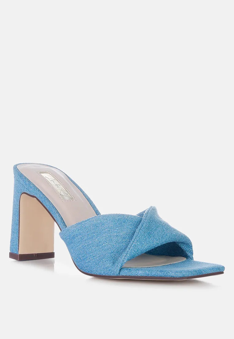 Soft Flirt Italian Block Heel Denim Sandals