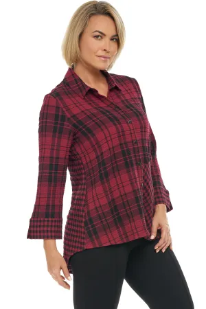 Soft Twill Plaid Mix Up Shaped Shirt