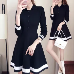 Striped Button-knit Sweater Dresses AD10463