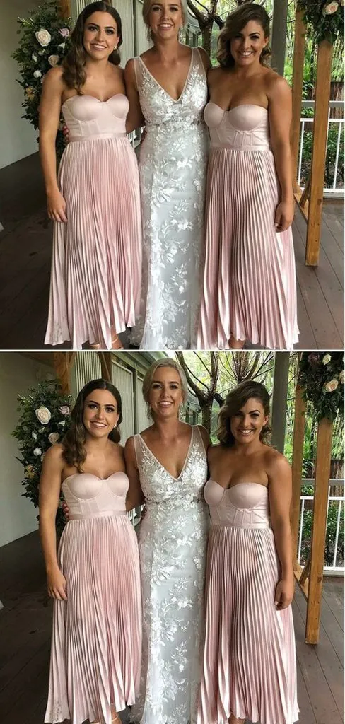 Sweetheart Blush Pink Soft Satin Bridesmaid Dresses