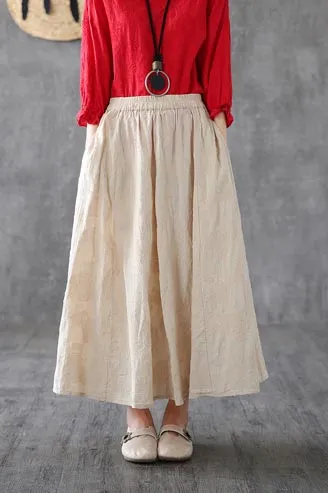 The new summer a-line MIDI skirt loose nade in linen for women 190160