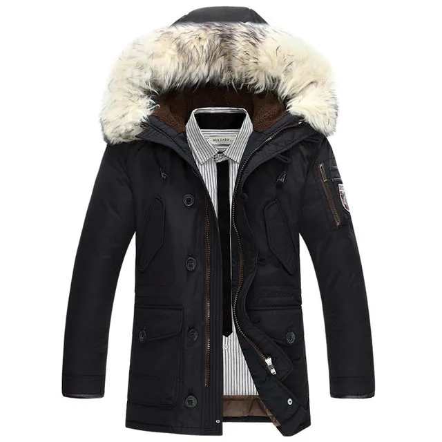 Uwback White Duck Down Jackets Men Fur Hooded Super Warm Winter Jackets Fashion Plus Size 4XL Outwear Coats Thick Parkas CAA223