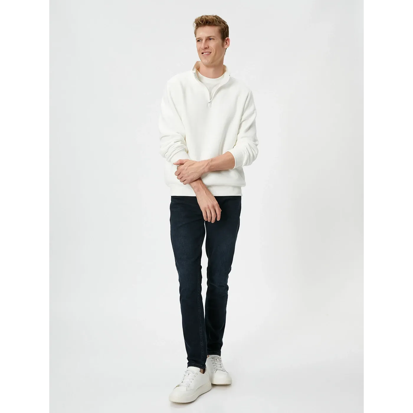 White Half Zip Sweatshirt