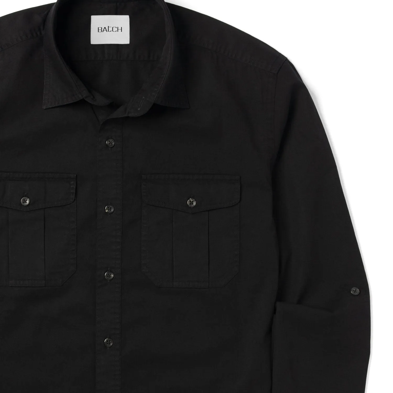 Work Utility Shirt – Black Cotton Twill